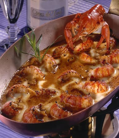 Gratin d'écrevisses au vin blanc