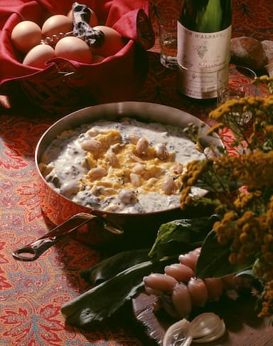 Oeufs brouillés aux cuisse de grenouilles