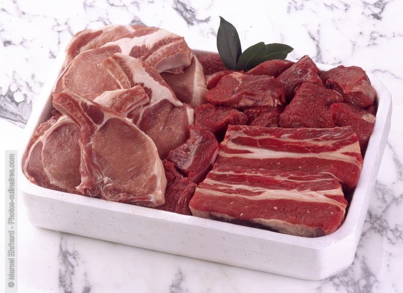 caissette de viande de porc