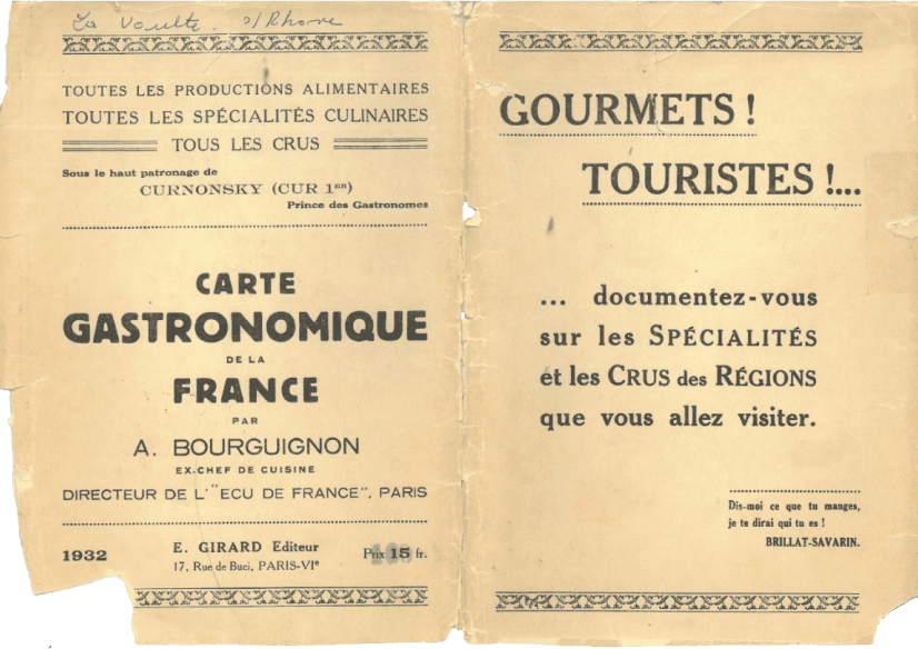 Couverture de la Carte Gastronomique de la France par A. Bourguignon